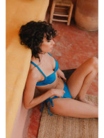 Haut de maillot de bain balconnet bohème et éthique Marinella bleu azur - Jolies mômes marque eco responsable
