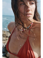 Haut de maillot de bain triangle bohème et éthique Marinella terracotta - Jolies mômes marque éco-responsable
