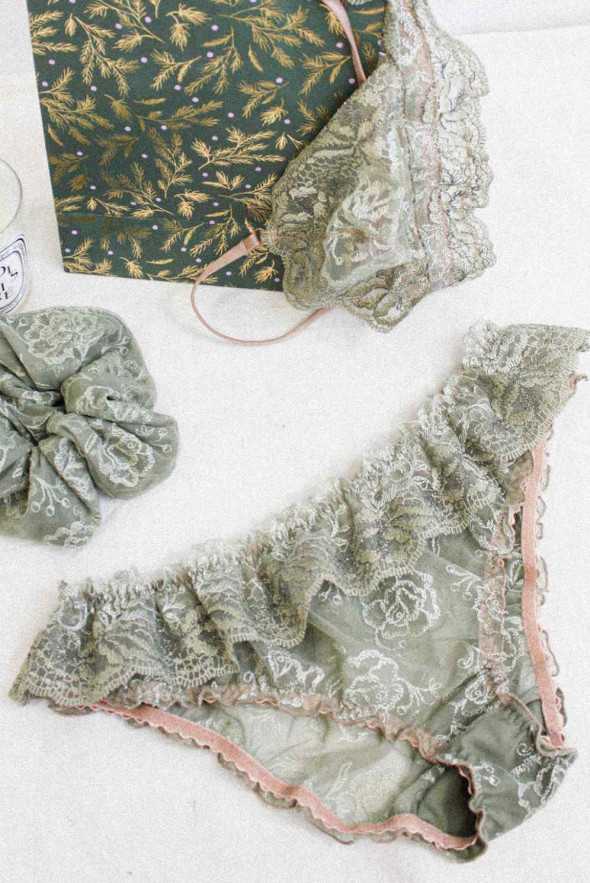 Bas culotte bloomer à volants Jade - lingerie fine fabrication française