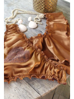 Culotte bloomer Heart of gold en soie avec empiècement coeur en dentelle - lingerie française upcyclée Jolies Mômes