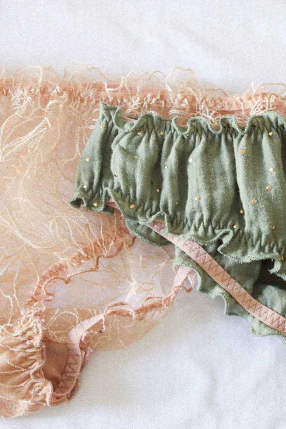 Bas culotte bloomer Angie vert sauge - lingerie fine fabrication française